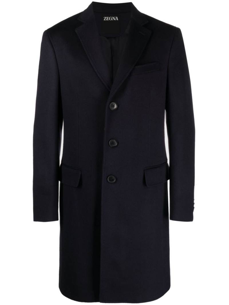 Zegna single-breasted wool-blend coat - Blue von Zegna