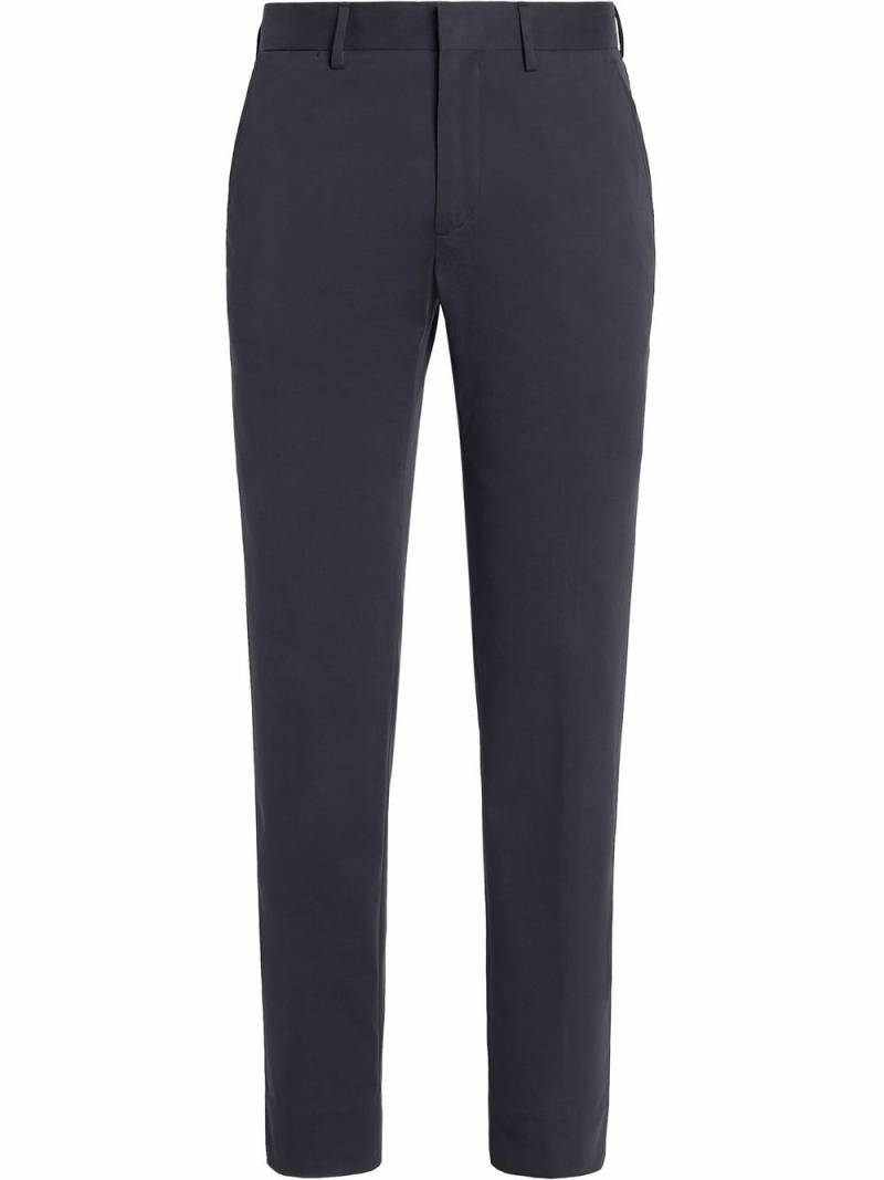 Zegna slim-cut cotton trousers - Blue von Zegna