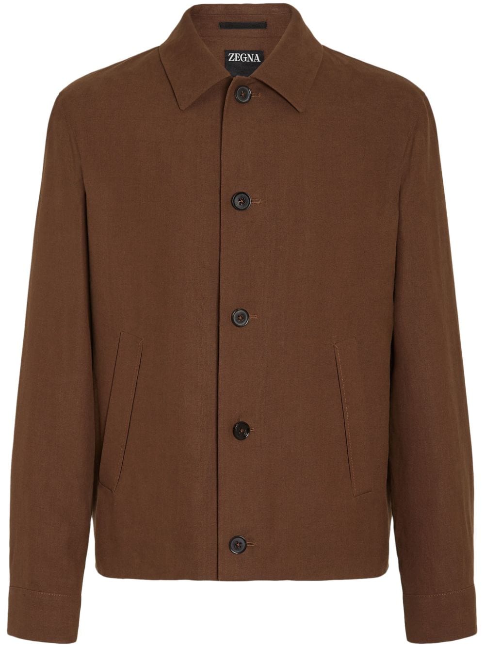 Zegna spread-collar linen shirt jacket - Brown von Zegna