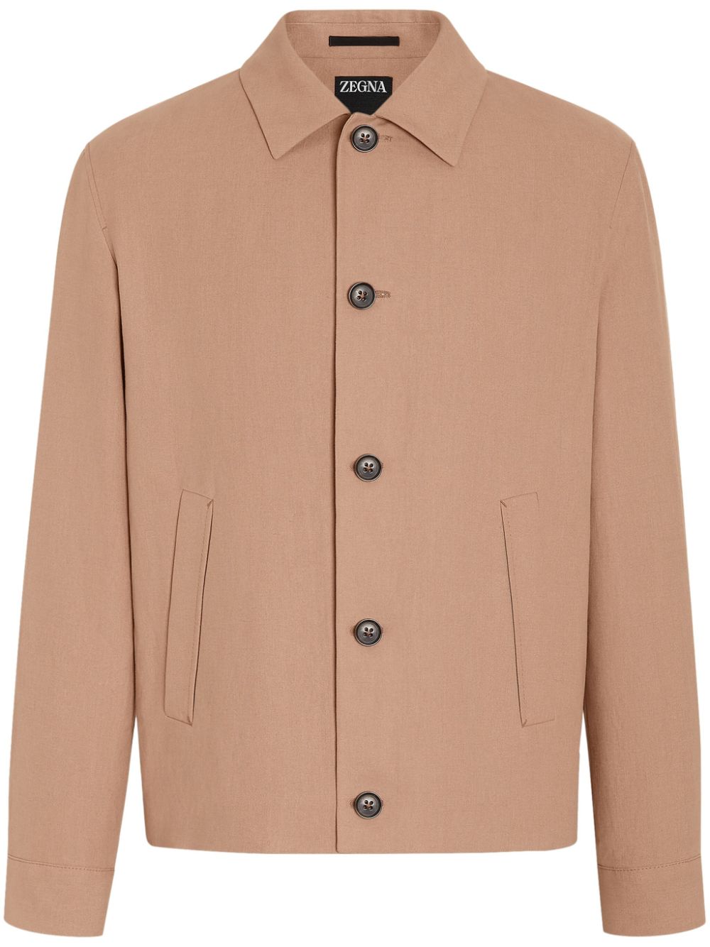 Zegna spread-collar linen shirt jeacket - Brown von Zegna