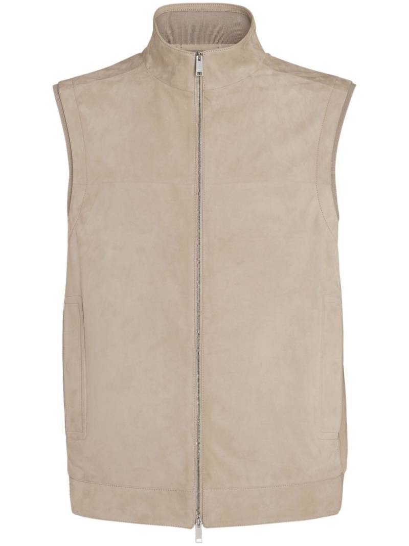 Zegna suede zip-front vest - Neutrals von Zegna