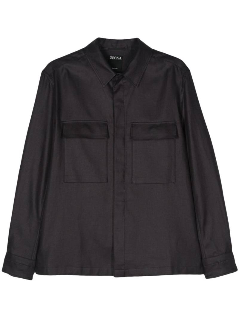 Zegna twill linen shirt - Blue von Zegna