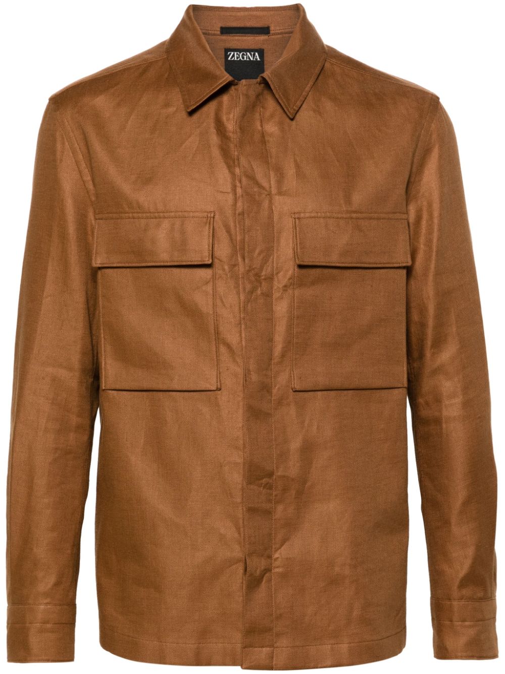 Zegna twill linen shirt - Brown von Zegna