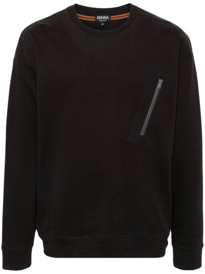 Zegna zip-detail cotton sweatshirt - Brown von Zegna