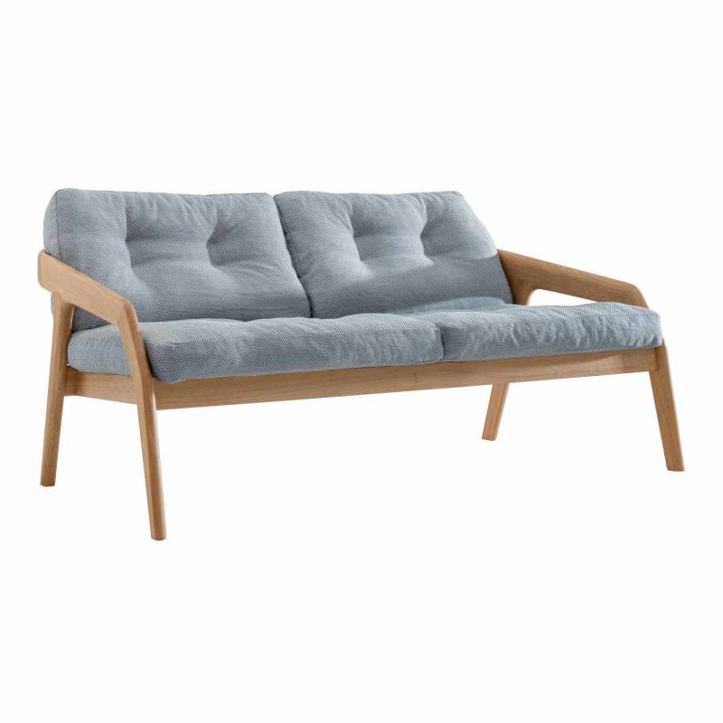 Friday 2 2er Sofa, Holz eiche, Kernleder natur, Stoff remix 0543 von Zeitraum
