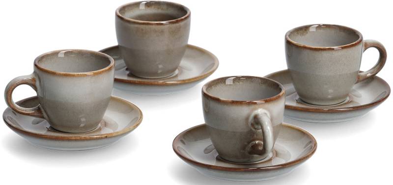 Zeller Present Espressotasse, (Set, 8 tlg., 4 Tassen und 4 Untertassen), spülmaschinengeeignet, 8-teilig (4 Tassen, 4 Untertassen) von Zeller Present