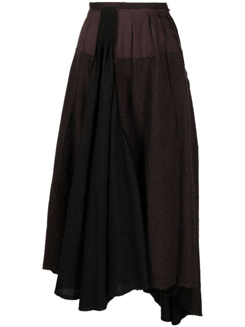 Ziggy Chen asymmetric virgin wool midi skirt - Brown von Ziggy Chen