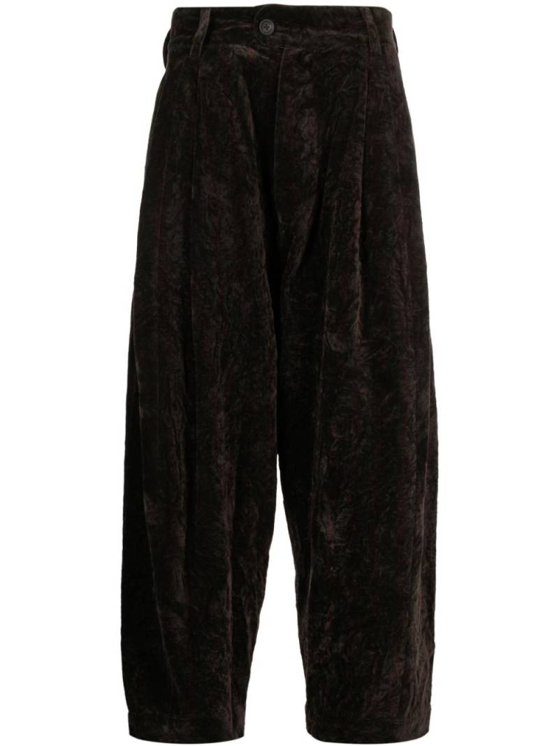 Ziggy Chen crushed-velvet wide-leg trousers - Brown von Ziggy Chen