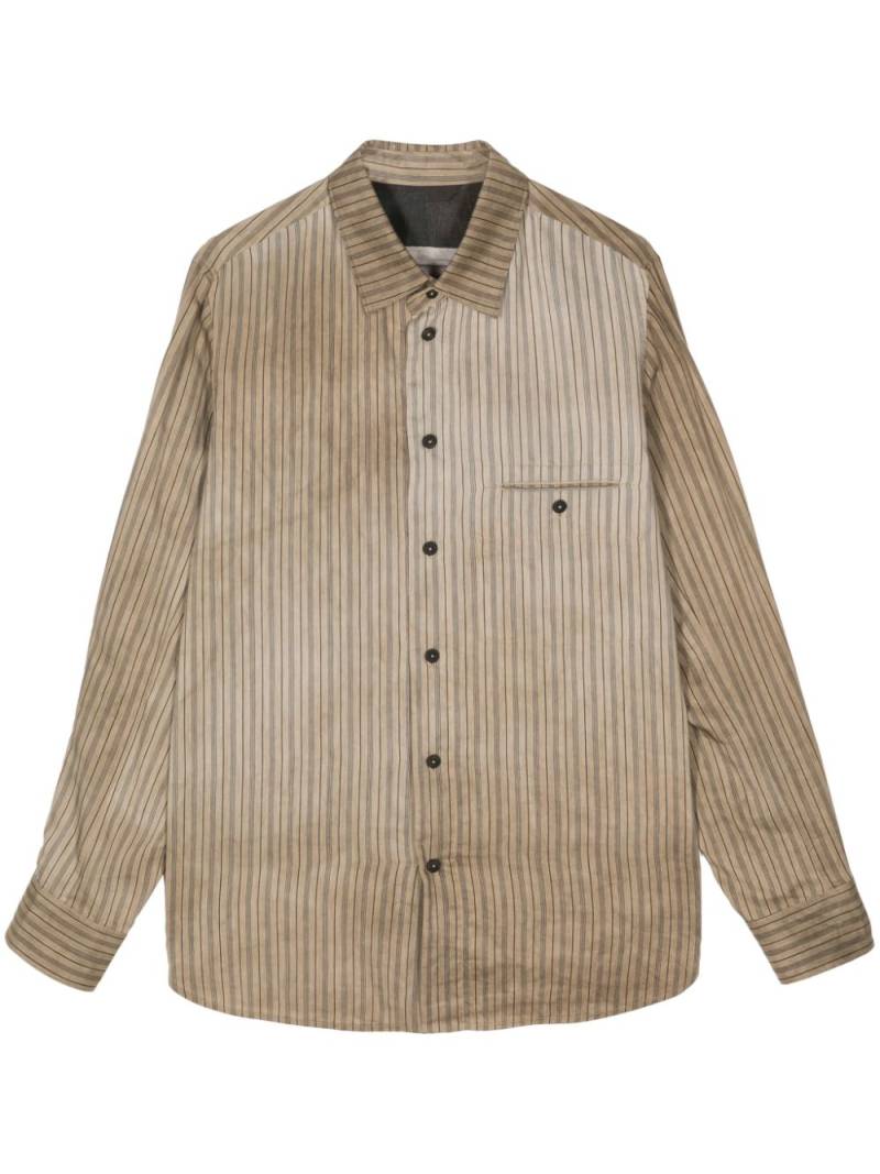 Ziggy Chen faded-effect striped shirt - Neutrals von Ziggy Chen