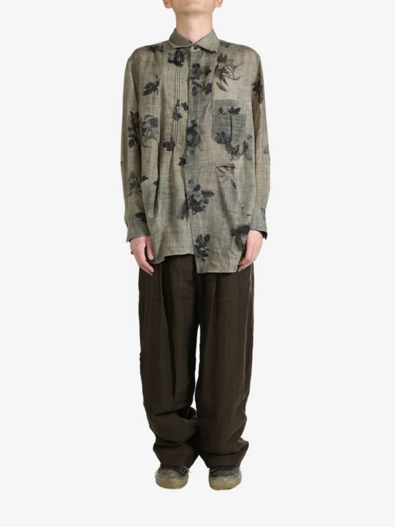 Ziggy Chen floral-print pleated shirt - Neutrals von Ziggy Chen