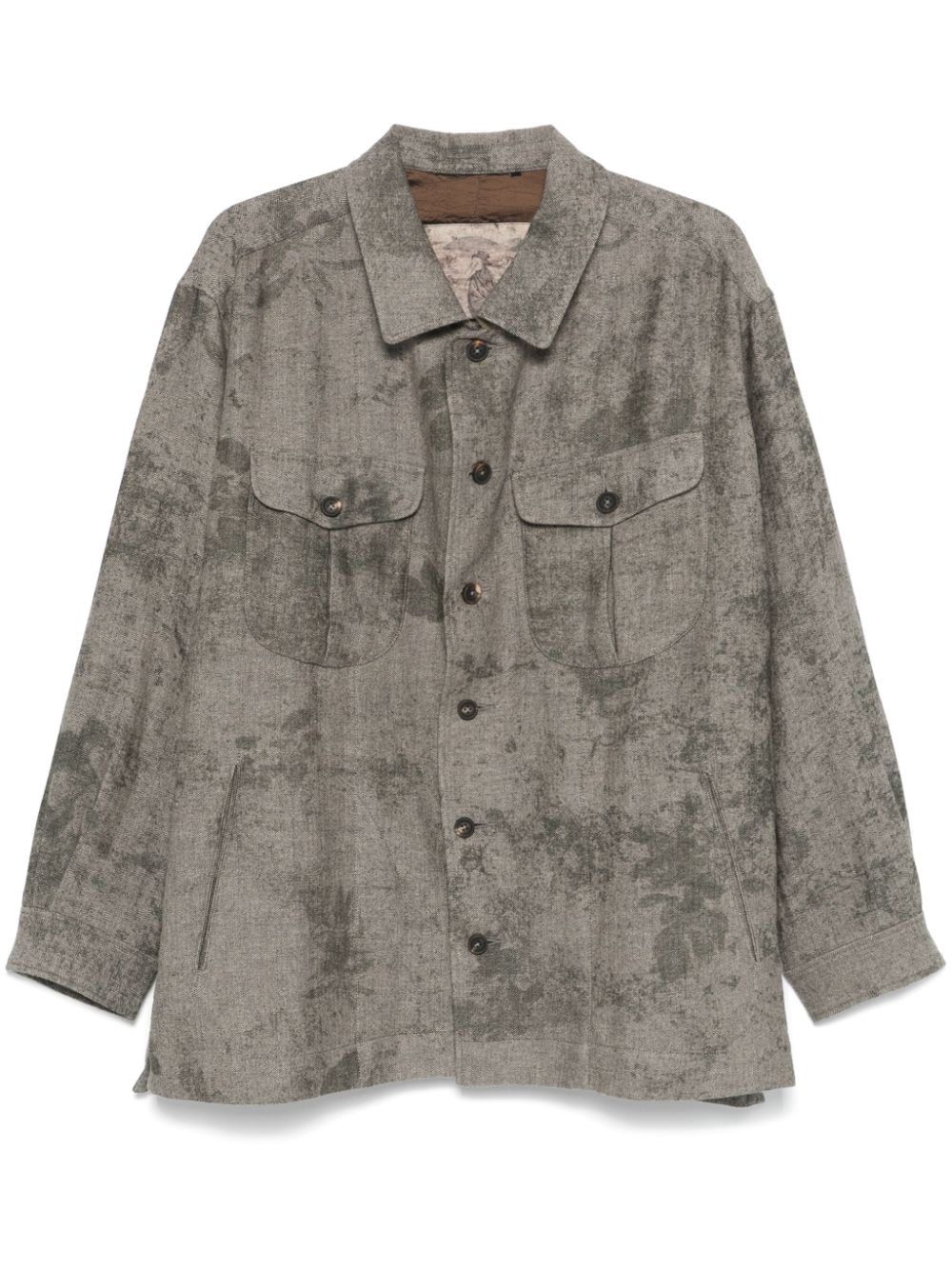 Ziggy Chen herringbone-pattern shirt - Grey von Ziggy Chen