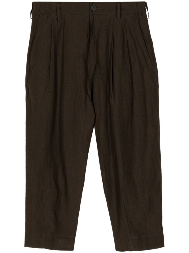 Ziggy Chen linen loose-leg trousers - Brown von Ziggy Chen