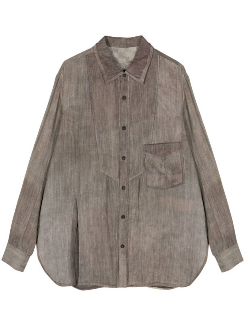 Ziggy Chen long-sleeve silk-blend shirt - Grey von Ziggy Chen