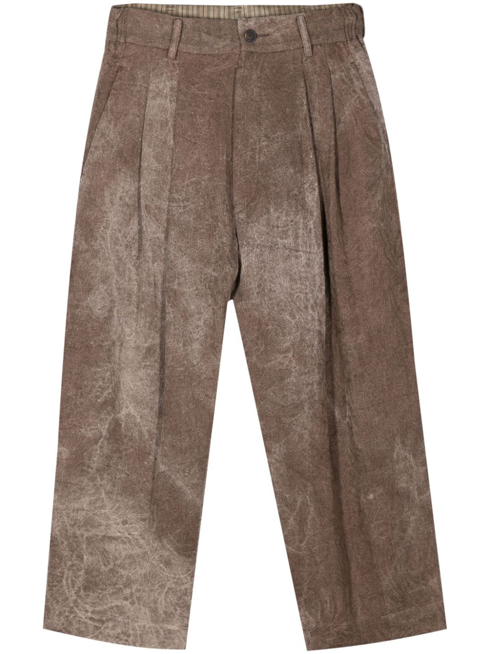 Ziggy Chen monogram-jacquard tapered trousers - Brown von Ziggy Chen