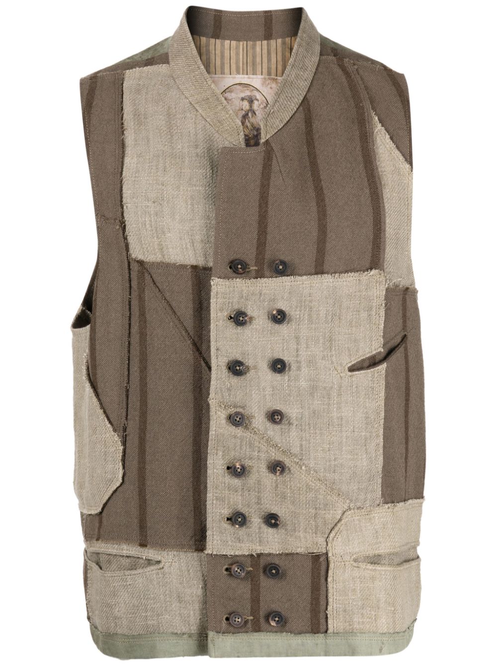 Ziggy Chen panelled-design collarless waistcoat - Green von Ziggy Chen