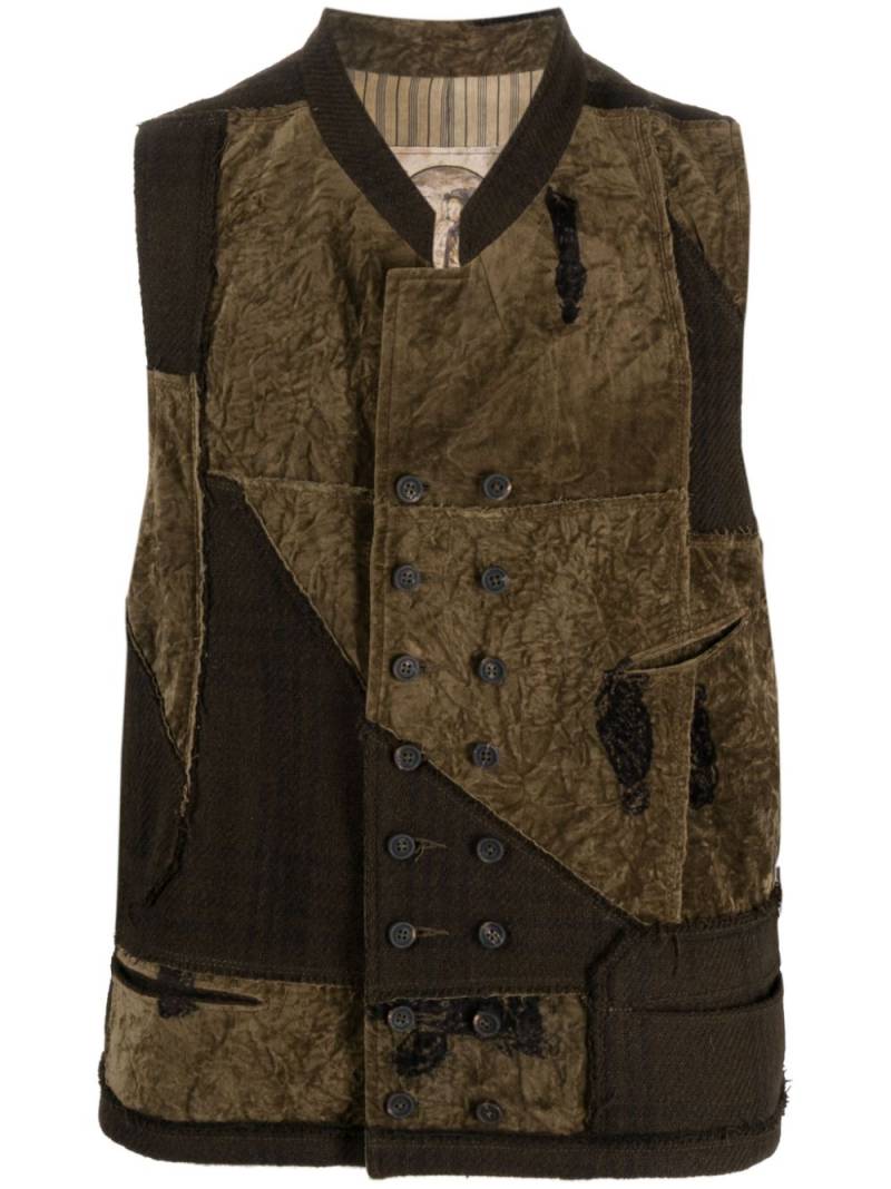 Ziggy Chen patchwork double-breasted waistcoat - Green von Ziggy Chen