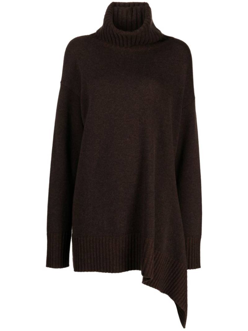 Ziggy Chen roll-neck asymmetric wool jumper - Brown von Ziggy Chen