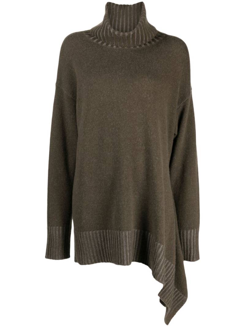 Ziggy Chen roll-neck asymmetric wool jumper - Green von Ziggy Chen