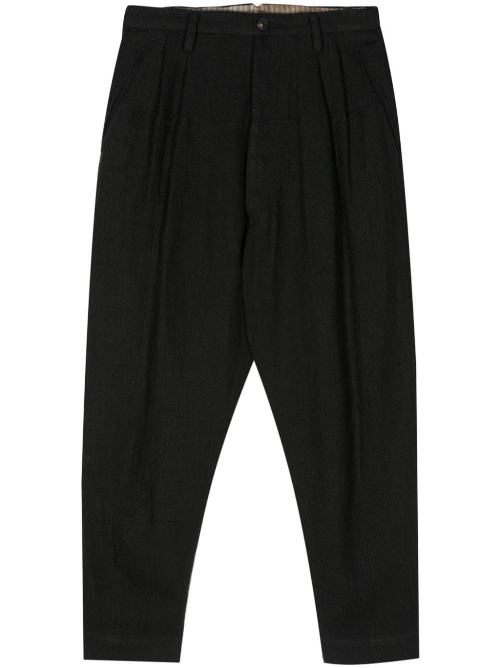 Ziggy Chen slub-texture linen trousers - Black von Ziggy Chen