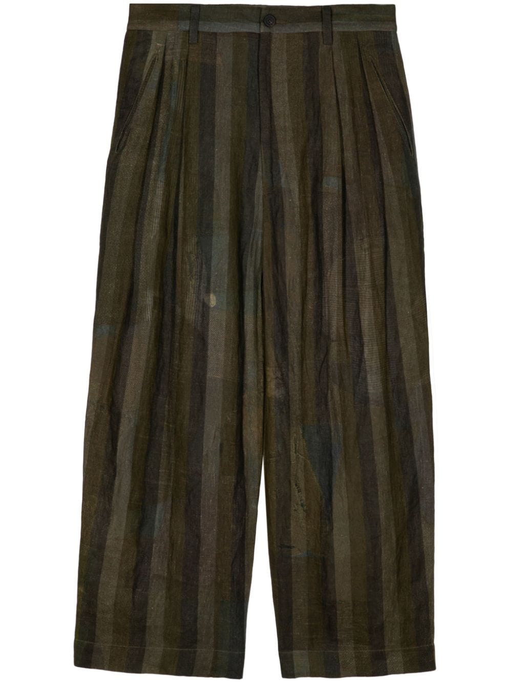 Ziggy Chen stripe-print wide-leg trousers - Green von Ziggy Chen