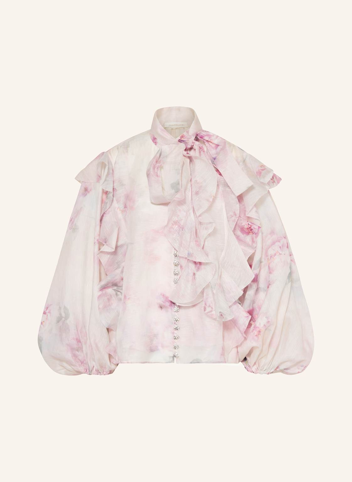 Zimmermann Bluse Crush Mit Abnehmbarer Schluppe Und Rüschen pink von Zimmermann