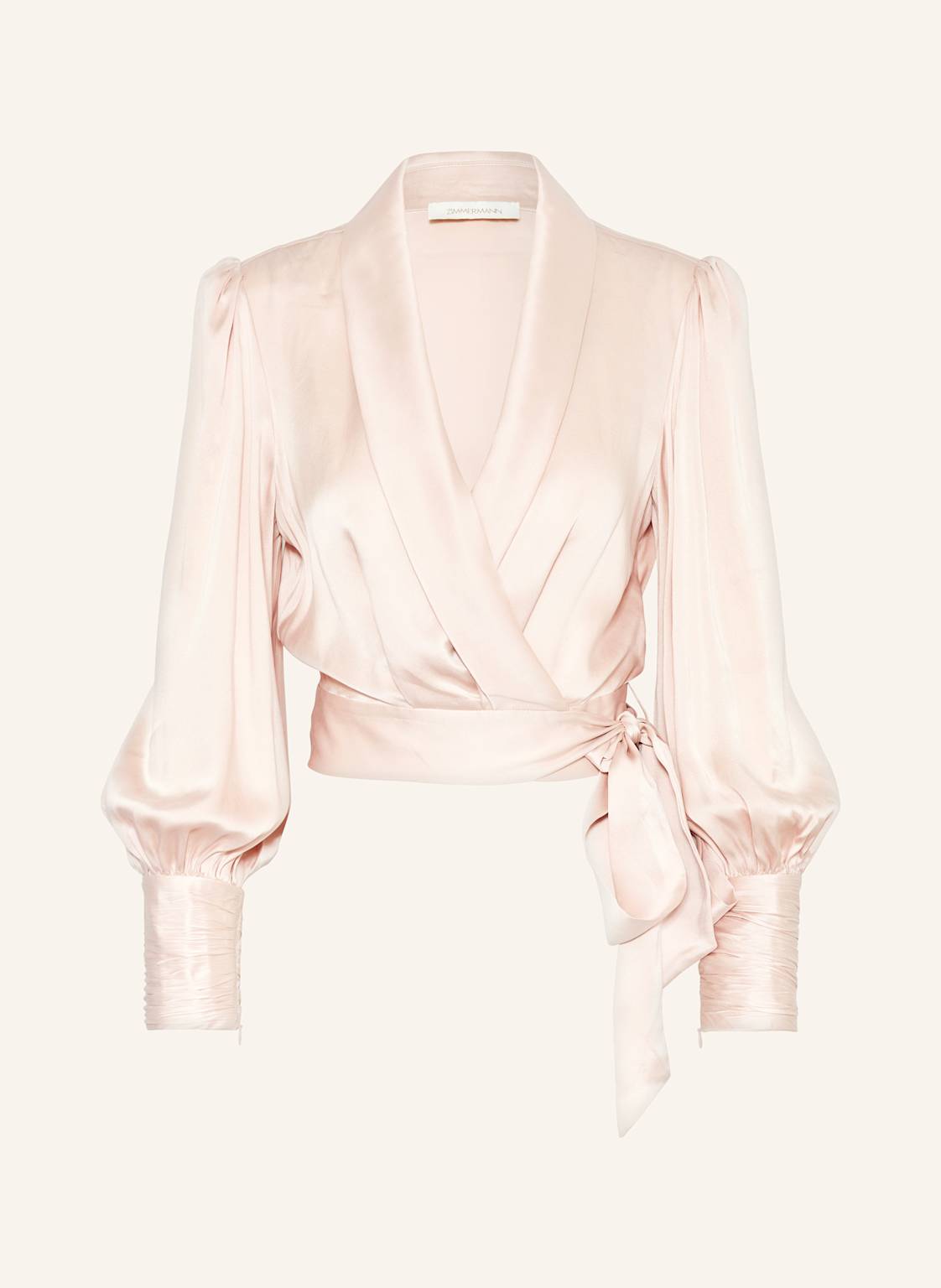 Zimmermann Cropped-Wickelbluse Aus Seide rosa von Zimmermann