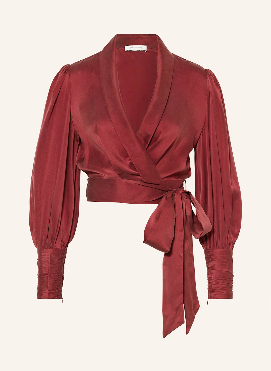 Zimmermann Cropped-Wickelbluse Aus Seide rot von Zimmermann