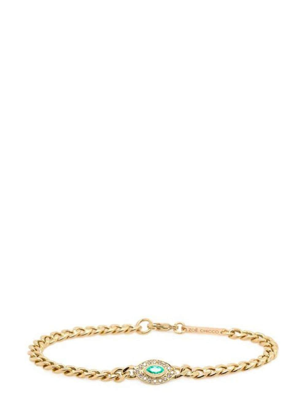 Zoë Chicco 14kt yellow gold Halo emerald and diamond bracelet von Zoë Chicco