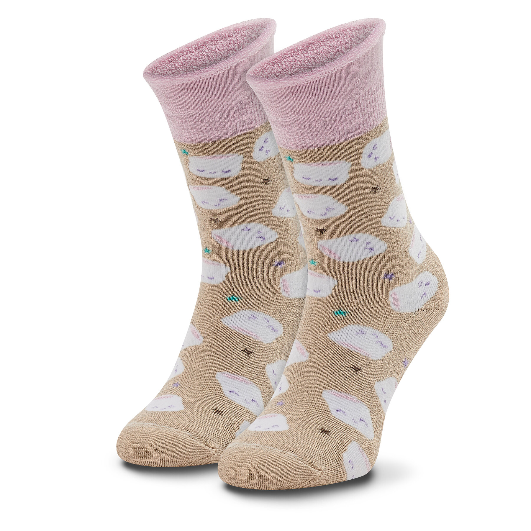 Hohe Unisex-Socken Zooksy Warm Winter Marshmallows Beige von Zooksy