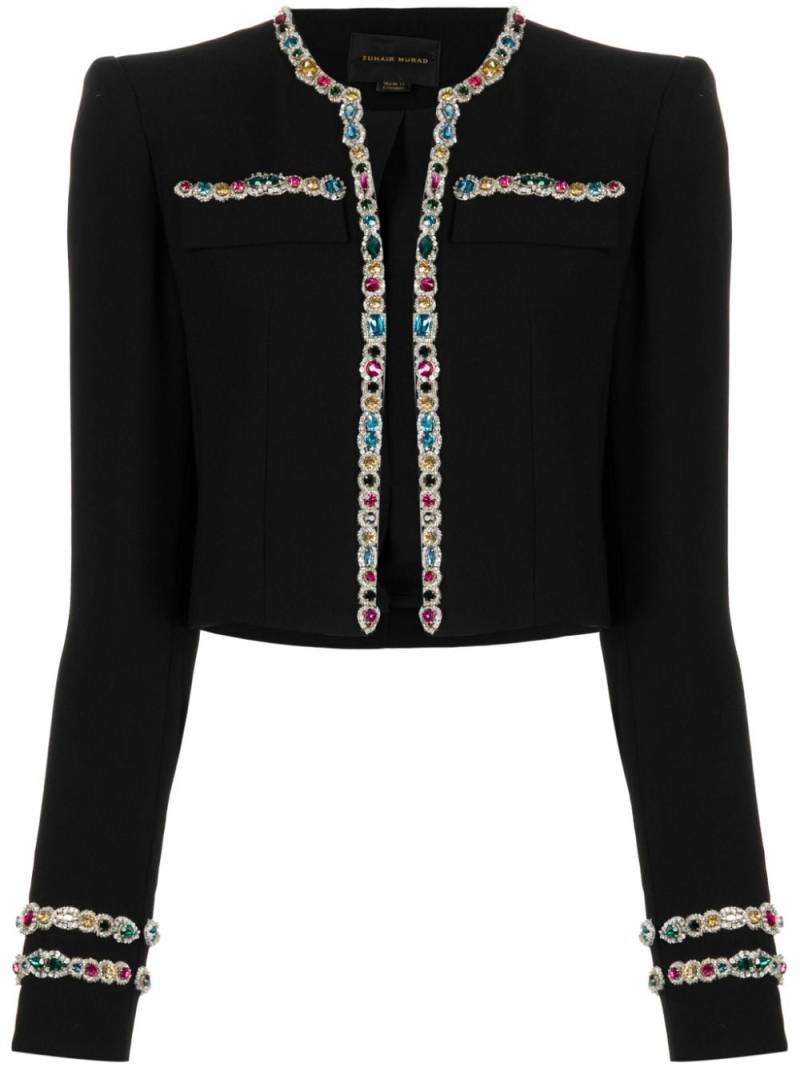 Zuhair Murad crystal-embellished cady cropped jacket - Black von Zuhair Murad