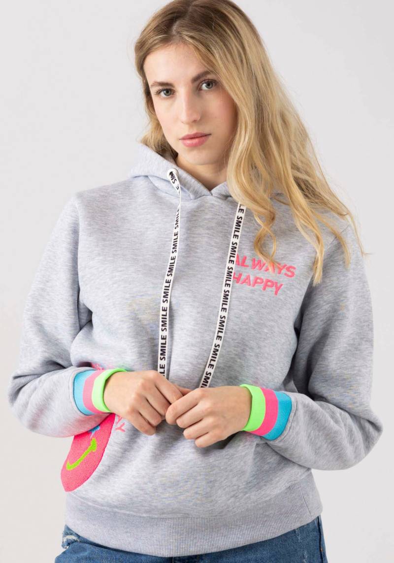 Zwillingsherz Hoodie »Always Happy«, mit Smiley Aufdruck aus Frottee und Neon Details von Zwillingsherz