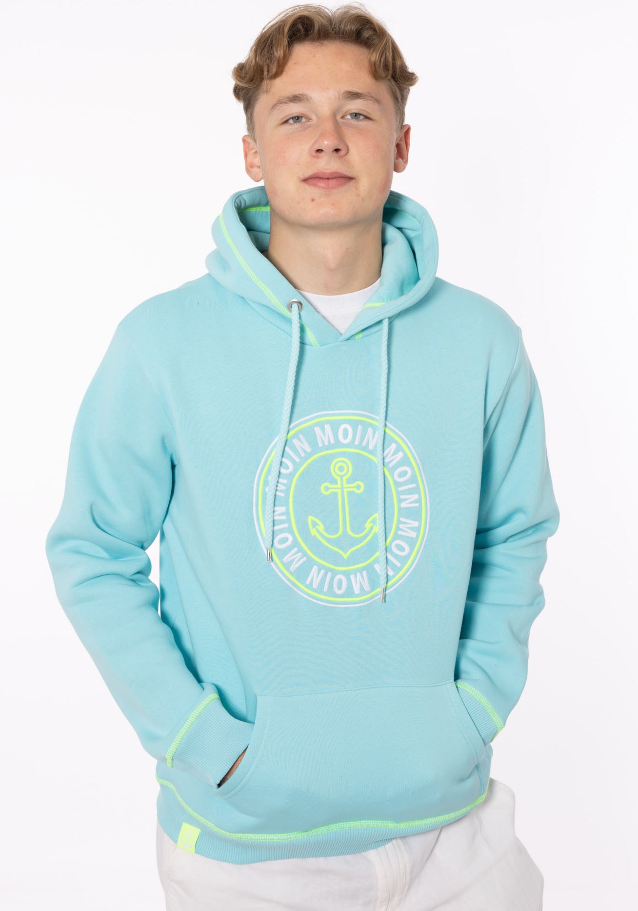 Zwillingsherz Hoodie »"Anker & Moin" Herren«, mit neongelber Kontrastnaht von Zwillingsherz