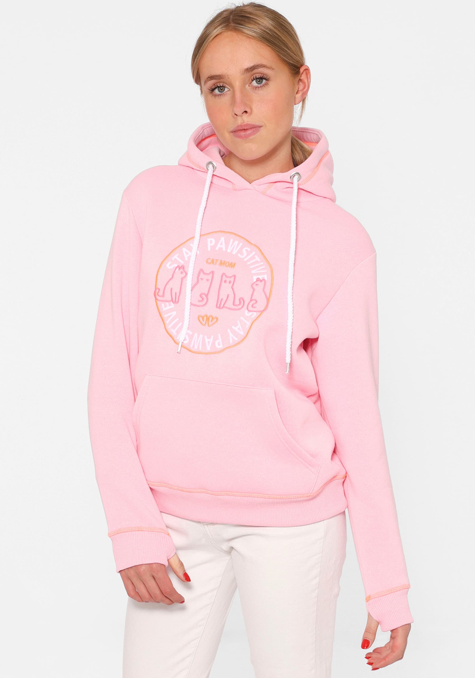 Zwillingsherz Hoodie »"Cat Mom"«, "Cat Mom" mit Kapuze, Katzenmotiv und Kontrastnähten von Zwillingsherz