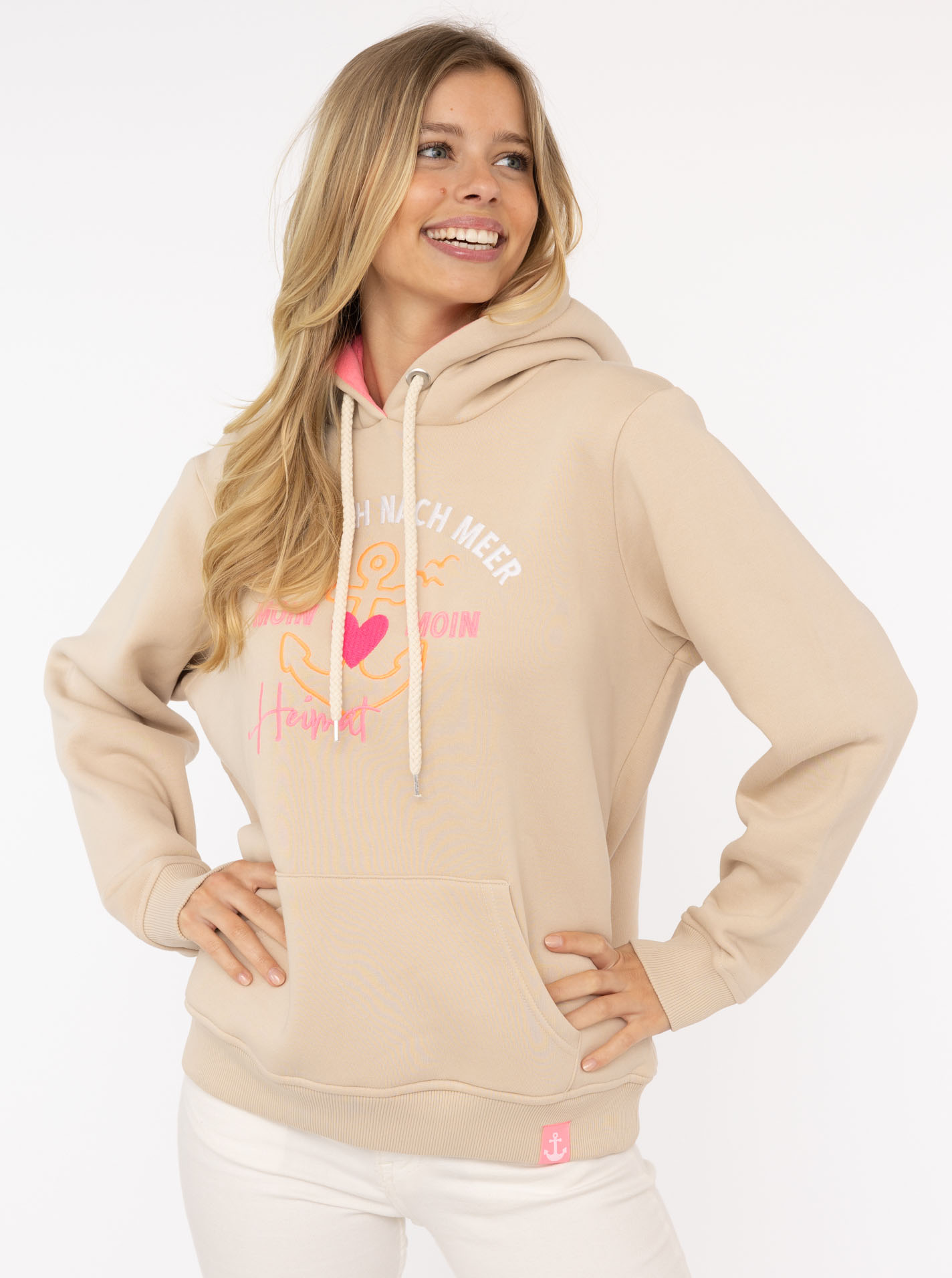 Zwillingsherz Hoodie »"Fernweh nach Meer"«, mit maritimer Stickerei, Kängurutaschen von Zwillingsherz