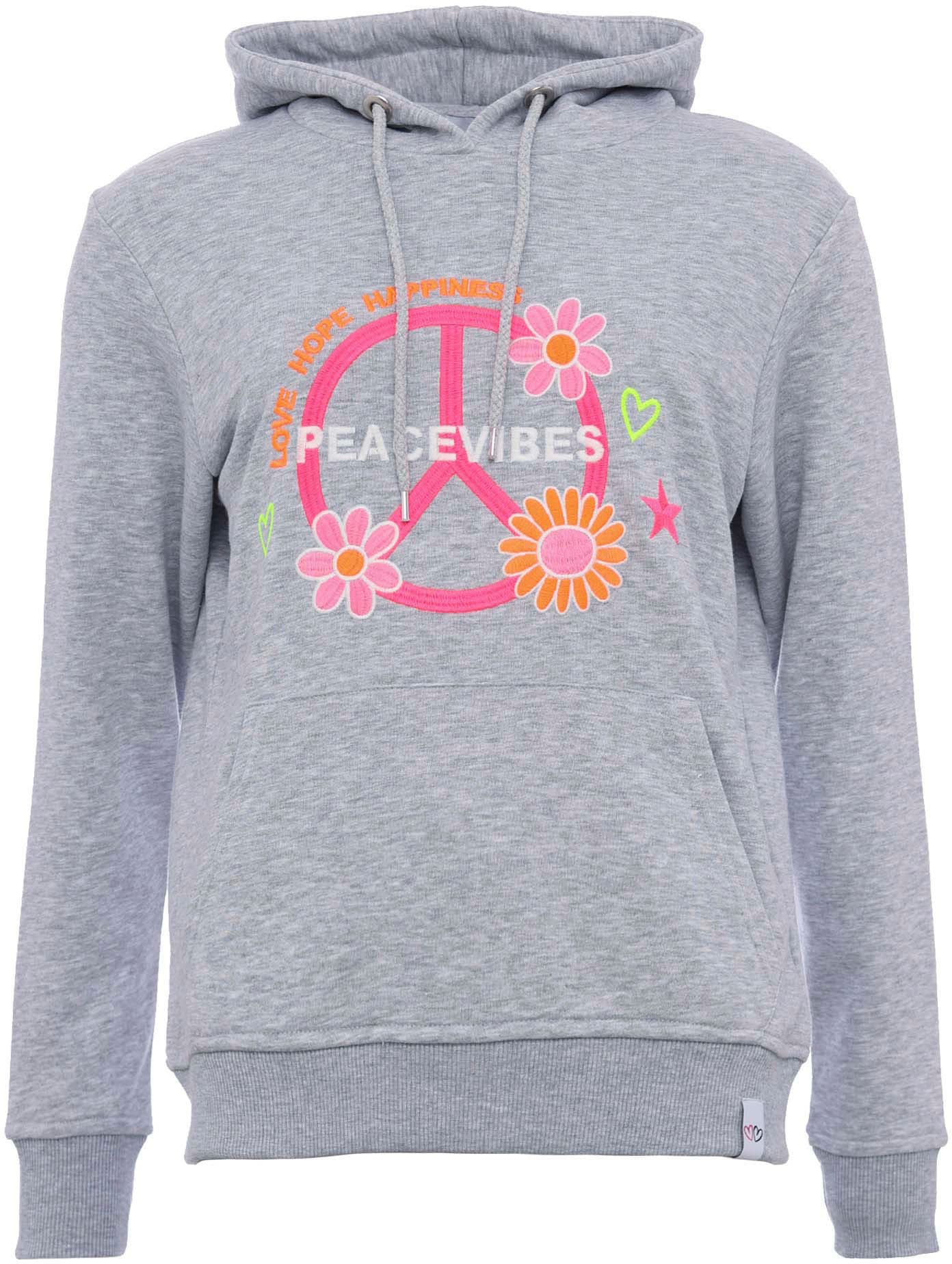 Zwillingsherz Hoodie »Roswita«, mit floraler Peace-Strickerei in Neonfarben von Zwillingsherz