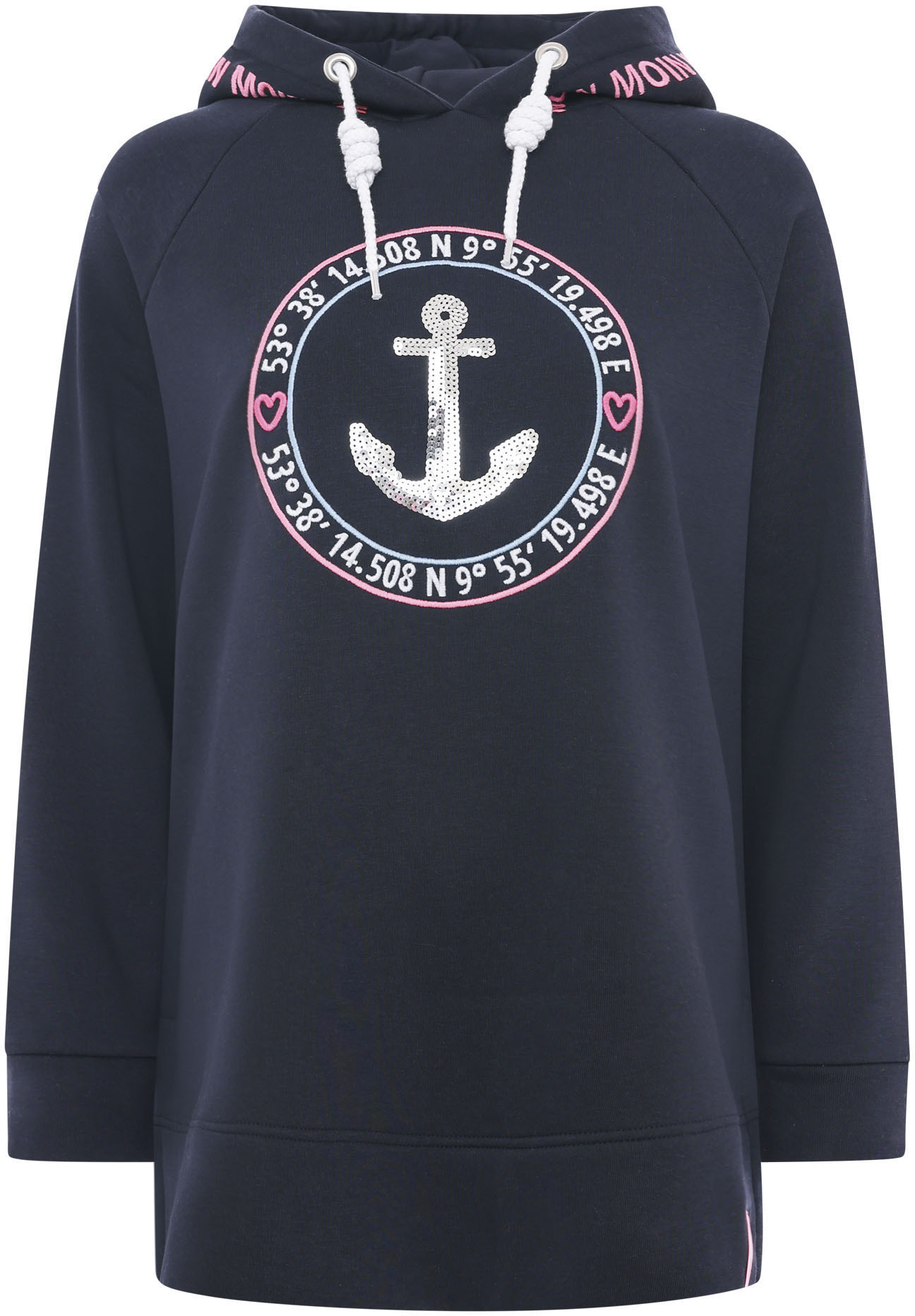 Zwillingsherz Hoodie »"Strandglück Paillette"«, Oversized mit Anker-Motiv und "Moin"- Schriftzug von Zwillingsherz