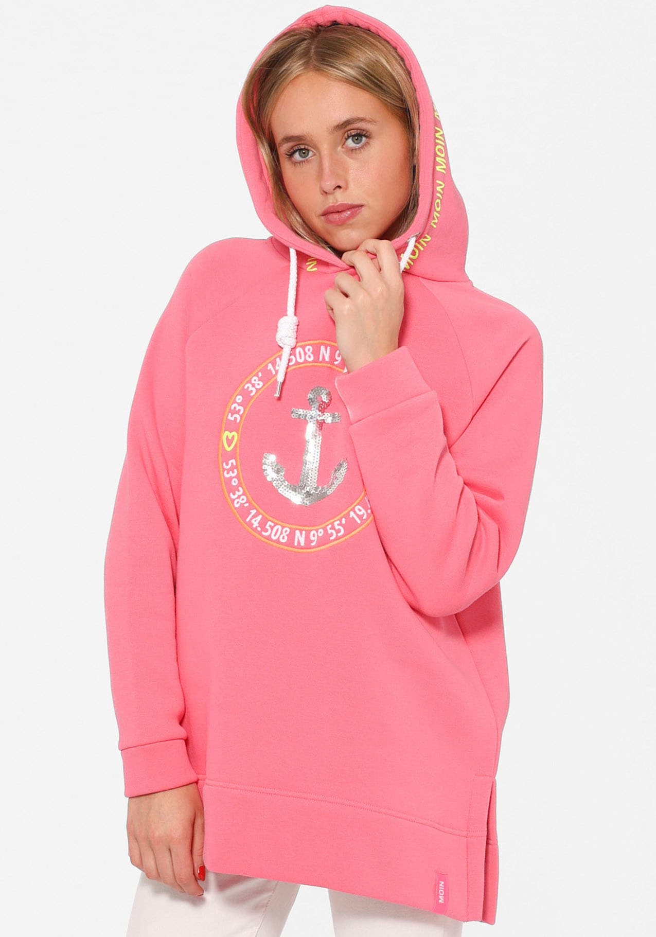 Zwillingsherz Hoodie »"Strandglück Paillette"«, Oversized mit Anker-Motiv und "Moin"- Schriftzug von Zwillingsherz