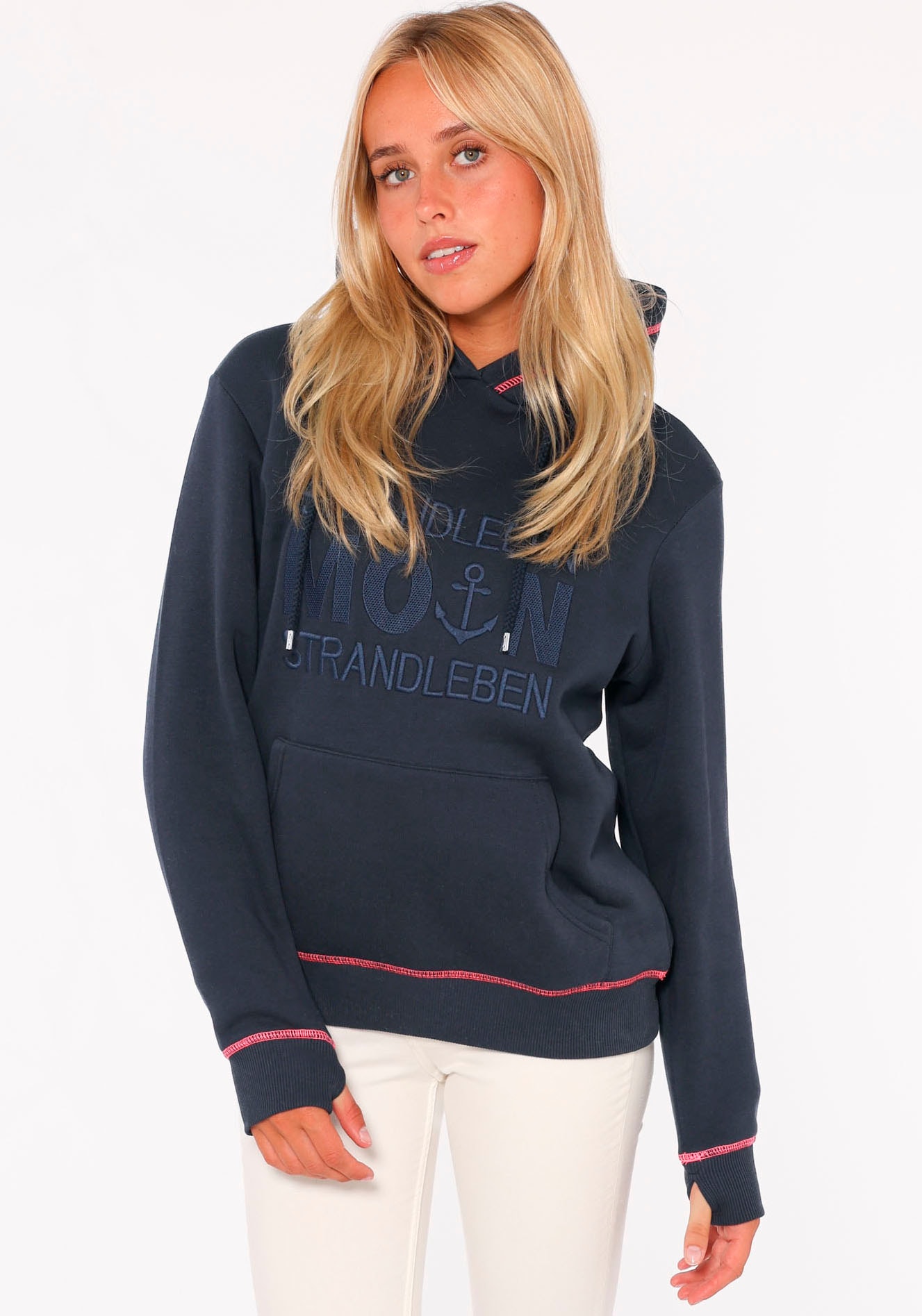 Zwillingsherz Hoodie »"Strandleben Moin"«, Kordel und maritimer Stickerei von Zwillingsherz