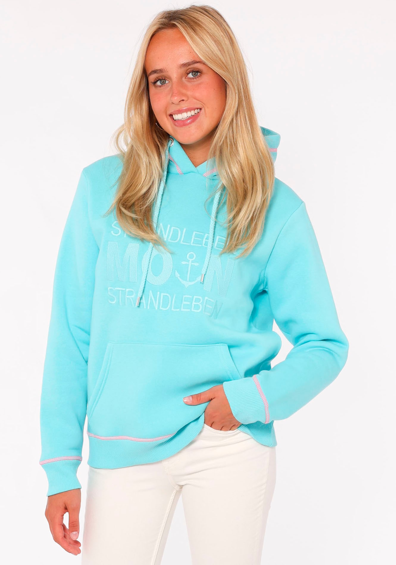 Zwillingsherz Hoodie »"Strandleben Moin"«, Kordel und maritimer Stickerei von Zwillingsherz