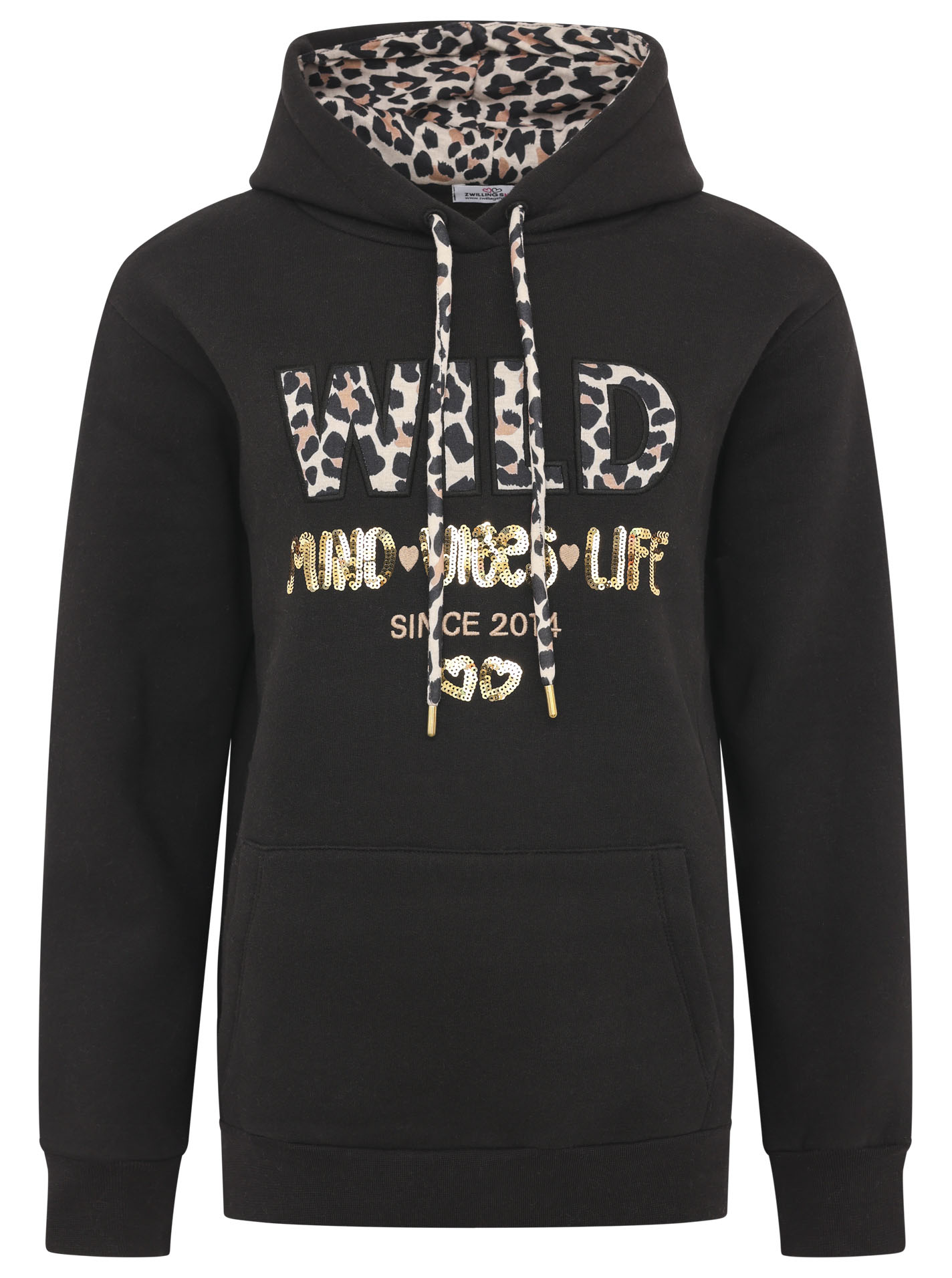 Zwillingsherz Hoodie »"Wild Free"«, mit Pailletten, Kordel und Innenseite der Kapuze im -Look von Zwillingsherz