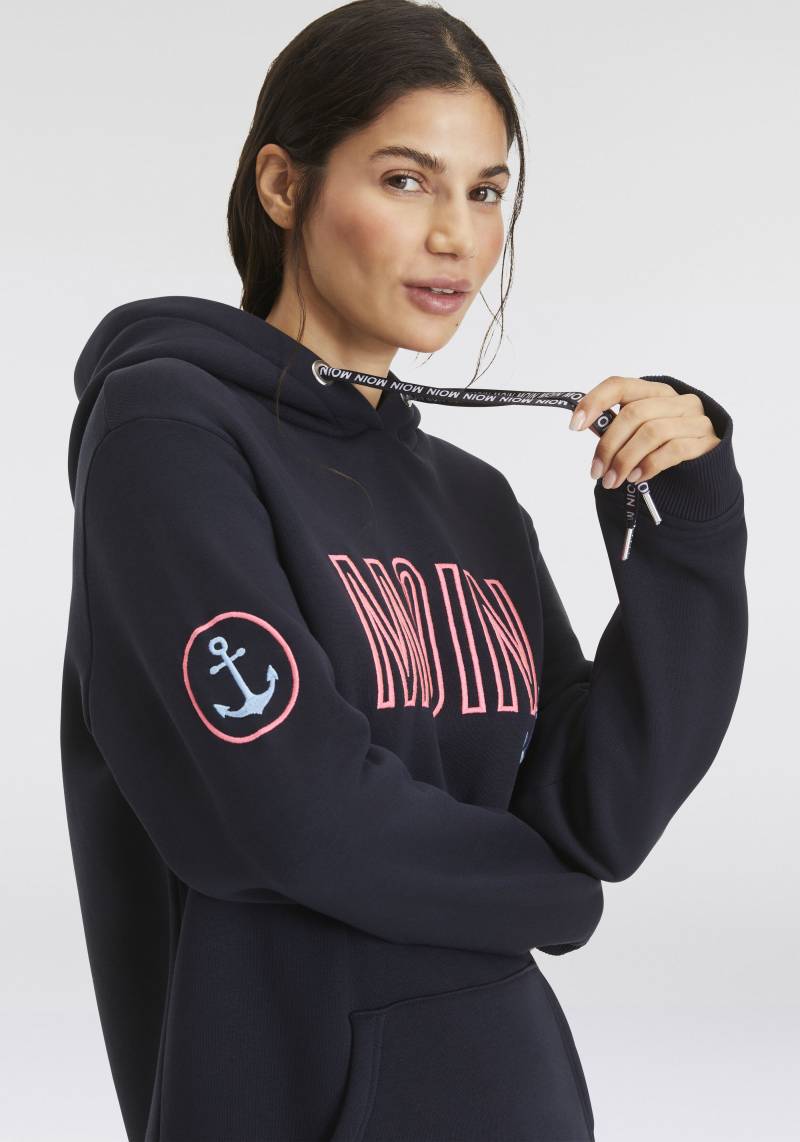 Zwillingsherz Hoodie, mit Kapuze, gesticktem "MOIN" und Anker Motiv, bedruckte Zugbänder von Zwillingsherz