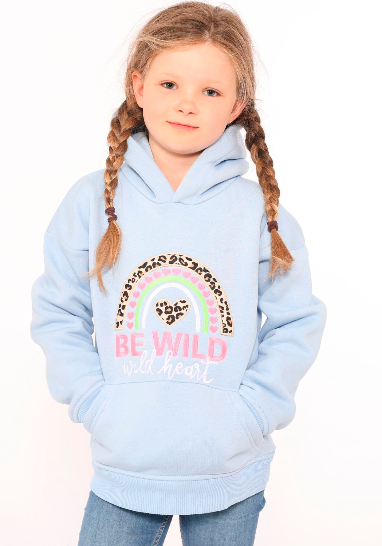 Zwillingsherz Hoodie »"Nicki" Kids«, Herzchen- und Leo Details für Mädchen von Zwillingsherz