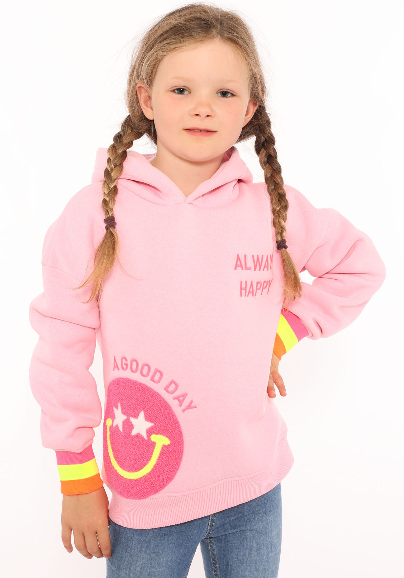 Zwillingsherz Hoodie »"Always Happy" Kids«, mit grossem Smiley und Wording für Mädchen von Zwillingsherz