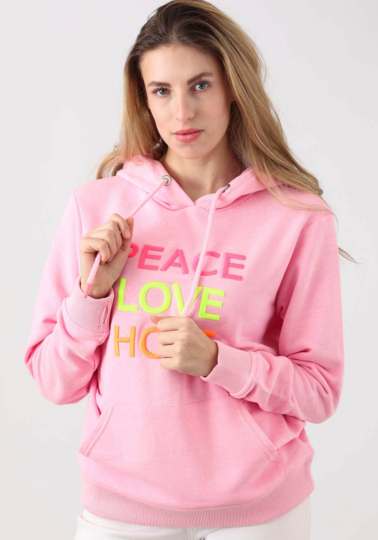 Zwillingsherz Kapuzensweatshirt »Patrizia«, mit Peace-Love-Hope Strickerei von Zwillingsherz