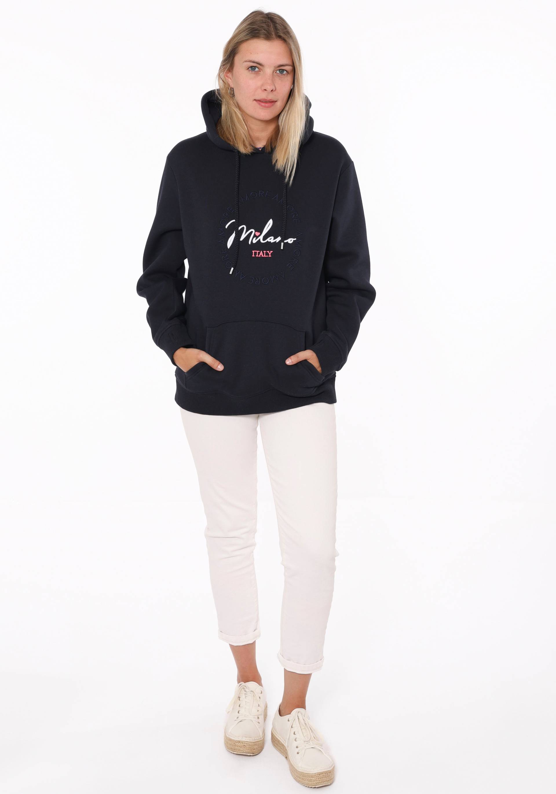 Zwillingsherz Kapuzensweatshirt, mit "Amore"-Schriftzug und Herzchen am Rücken von Zwillingsherz