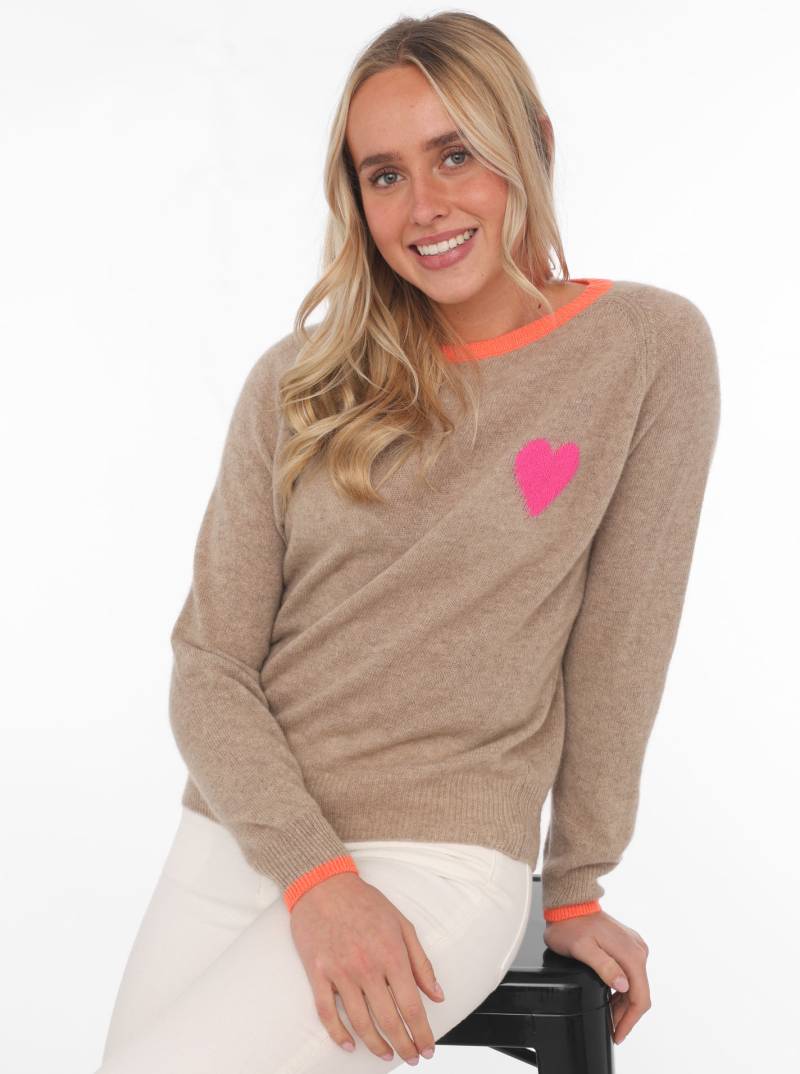 Zwillingsherz Kaschmirpullover »Big Round Neck "Herz"«, mit Rundhalsausschnitt und neonfarbenen Details von Zwillingsherz