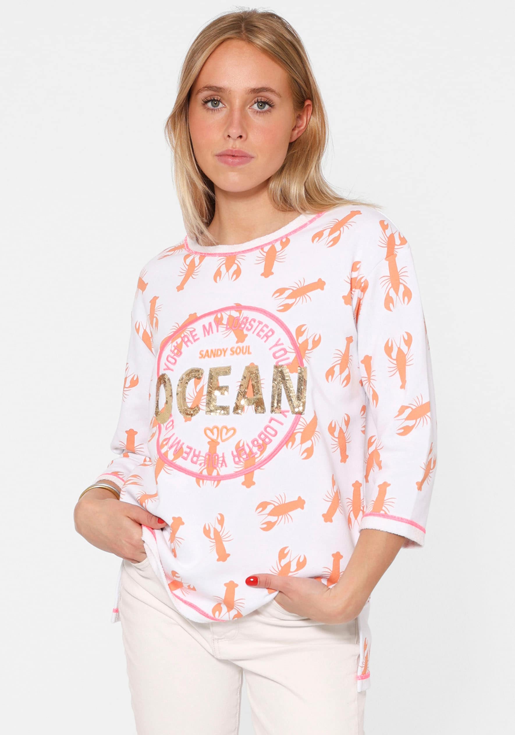 Zwillingsherz Langarmshirt »Shirt "Ocean Sandy Soul"«, mit Zebramuster und Frontmotiv, mit 3/4 Arm von Zwillingsherz