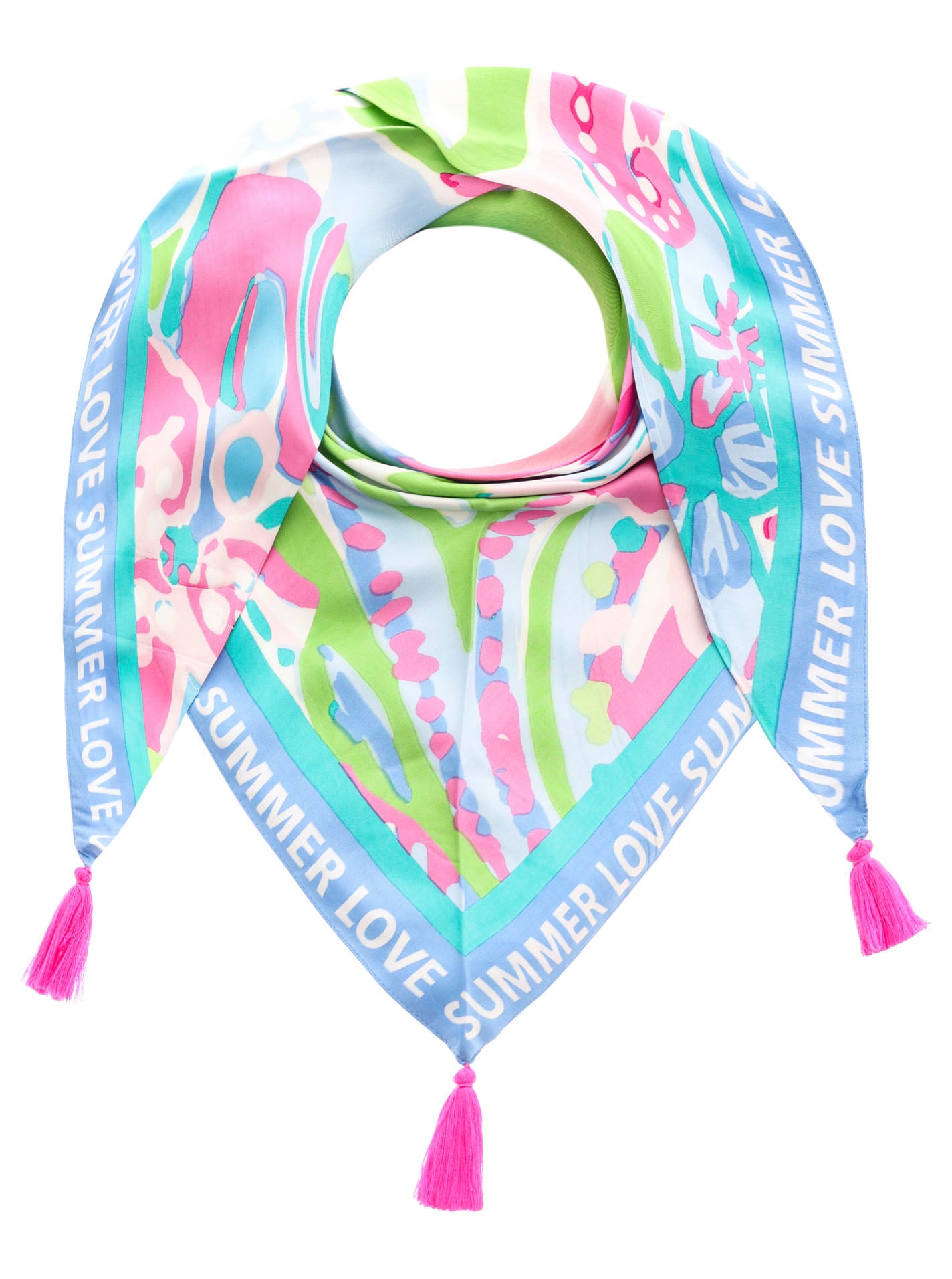 Zwillingsherz Modetuch »"Summer Flower Art"«, mit Blumenmuster, Schrift und Tasseln von Zwillingsherz