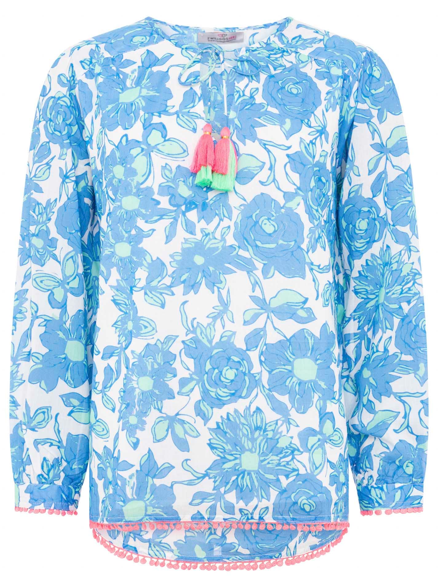 Zwillingsherz Shirtbluse »"Schmetterling"«, mit Blumenmuster, Tasseln und Pom Pom Besatz Zwillingsherz Shirtbluse »"Schmetterling"«, mit Blumenmuster, Tasseln und Pom Pom Besatz von Zwillingsherz