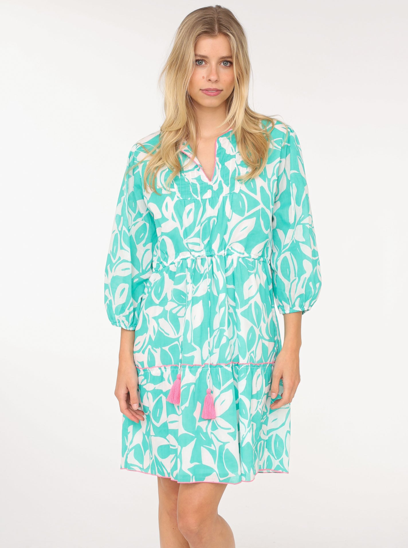 Zwillingsherz Sommerkleid »"Blätter Zweifarbig"«, mit Tasseln und kontrastfarbigen Details Zwillingsherz Sommerkleid »"Blätter Zweifarbig"«, mit Tasseln und kontrastfarbigen Details von Zwillingsherz
